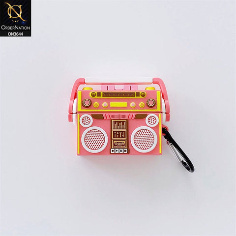 Apple Airpods Pro Cover - Pink - New Retro Radio Box Style Soft Silicone Airpods Case