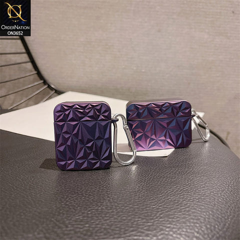 Apple Airpods 1 / 2 Cover - Purple - Laser Sequins Luminous Geometric Bag Soft Silicone Airpods Case