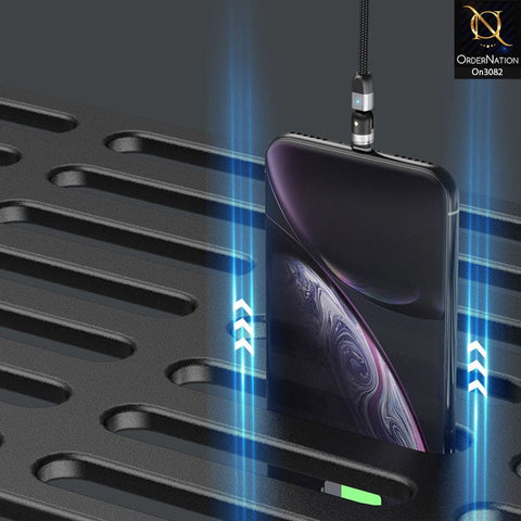 Black - 540 Degree Rotatable Magnetic Fast Charging Data Cable