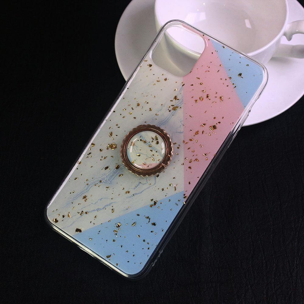 iPhone 11 Pro Max Cover - Design 5 - New Stylish Colorful Marble 3D Foil Design Case with Ring Holder