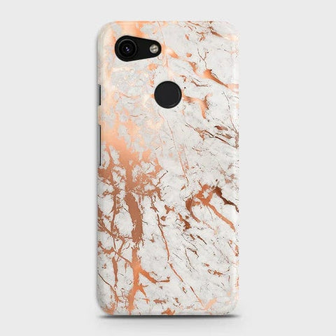 Google Pixel 3a Cover - Matte Finish - In Chic Rose Gold Chrome Style Printed Hard Case with Life Time Colors Guarantee