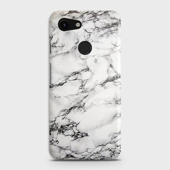 Google Pixel 3a Cover - Matte Finish - Trendy White Floor Marble Printed Hard Case with Life Time Colors Guarantee
