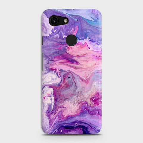 Google Pixel 3a Cover - Matte Finish - Chic Blue Liquid Marble Printed Hard Case with Life Time Colors Guarantee