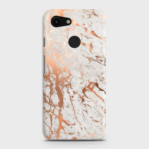 Google Pixel 3a XL Cover - Matte Finish - In Chic Rose Gold Chrome Style Printed Hard Case with Life Time Colors Guarantee