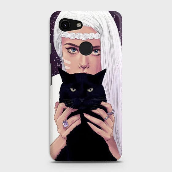 Google Pixel 3a XL Cover - Matte Finish - Trendy Wild Black Cat Printed Hard Case with Life Time Colors Guarantee