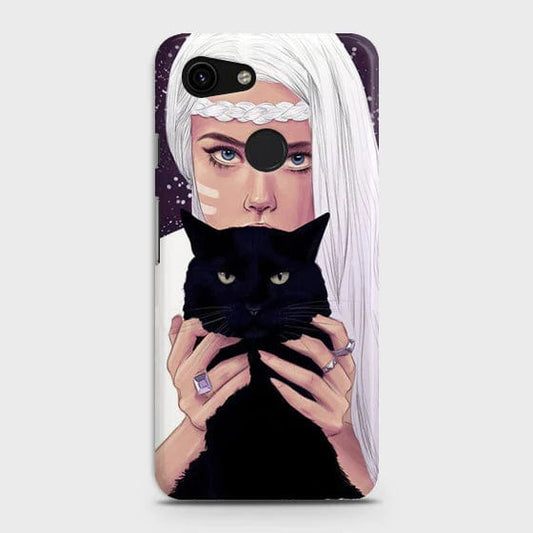 Google Pixel 3a XL Cover - Matte Finish - Trendy Wild Black Cat Printed Hard Case with Life Time Colors Guarantee