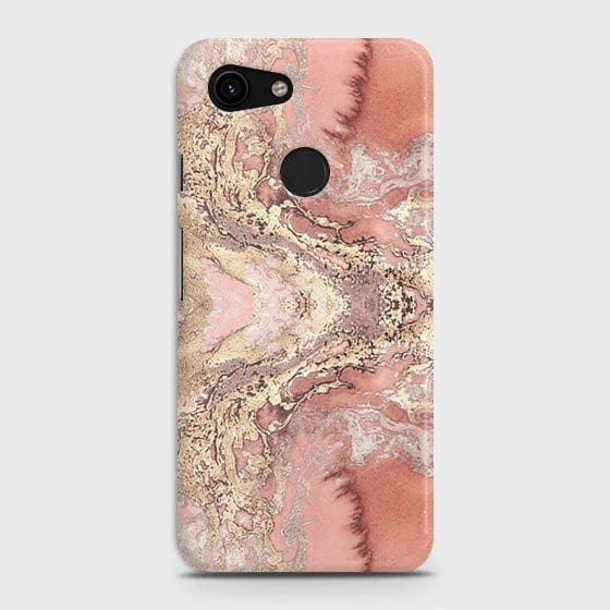 Google Pixel 3a XL Cover - Matte Finish - Trendy Chic Rose Gold Marble Printed Hard Case with Life Time Colors Guarantee