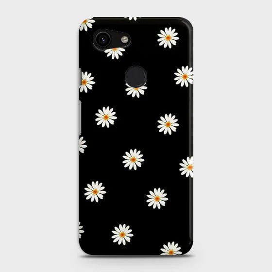 Google Pixel 3a XL Cover - Matte Finish - White Bloom Flowers with Black Background Printed Hard Case with Life Time Colors Guarantee