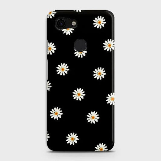 Google Pixel 3a XL Cover - Matte Finish - White Bloom Flowers with Black Background Printed Hard Case with Life Time Colors Guarantee