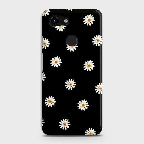 Google Pixel 3a XL Cover - Matte Finish - White Bloom Flowers with Black Background Printed Hard Case with Life Time Colors Guarantee