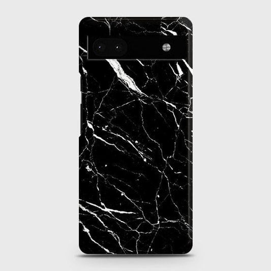 Google Pixel 6a Cover - Trendy Black Marble Printed Hard Case with Life Time Colors Guarantee