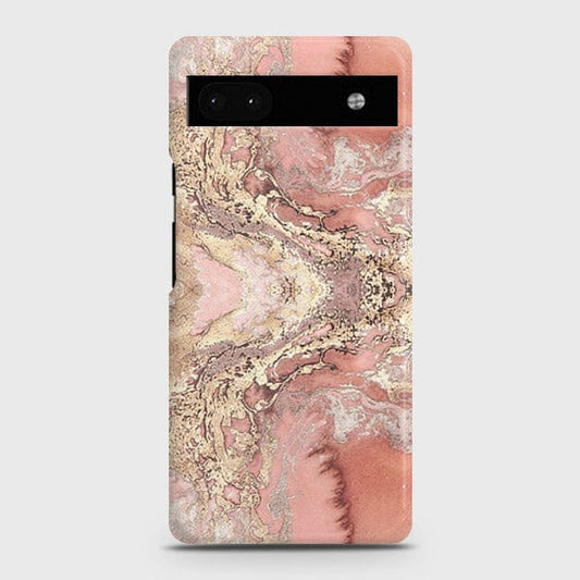 Google Pixel 6a Cover - Trendy Chic Rose Gold Marble Printed Hard Case with Life Time Colors Guarantee
