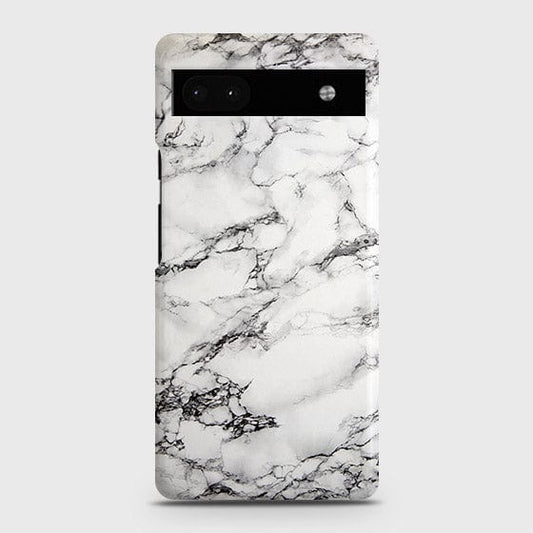 Google Pixel 6a Cover - Matte Finish - Trendy White Floor Marble Printed Hard Case with Life Time Colors Guarantee