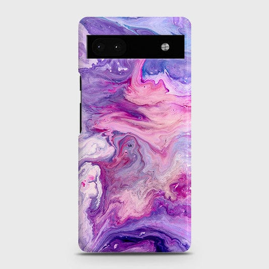 Google Pixel 6a Cover - Chic Blue Liquid Marble Printed Hard Case with Life Time Colors Guarantee