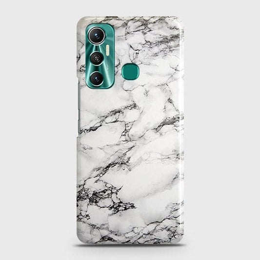 Infinix Hot 11 Cover - Matte Finish - Trendy White Floor Marble Printed Hard Case with Life Time Colors Guarantee