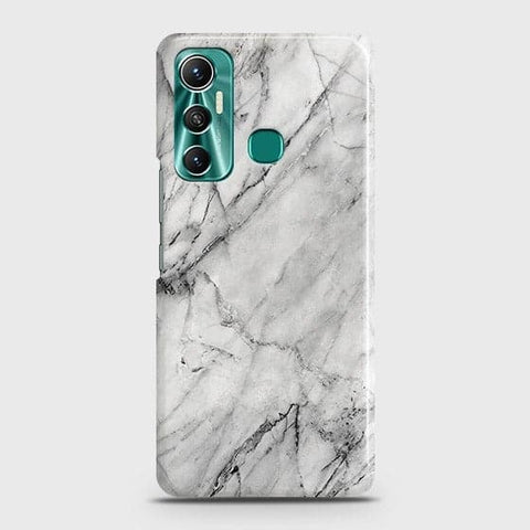 Infinix Hot 11 Cover - Matte Finish - Trendy White Marble Printed Hard Case with Life Time Colors Guarantee