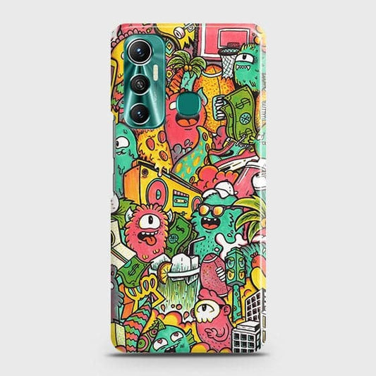 Infinix Hot 11 Cover - Candy Colors Trendy Sticker Bomb Printed Hard Case with Life Time Colors Guarantee