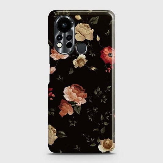 Infinix Hot 11s Cover - Matte Finish - Dark Rose Vintage Flowers Printed Hard Case with Life Time Colors Guarantee