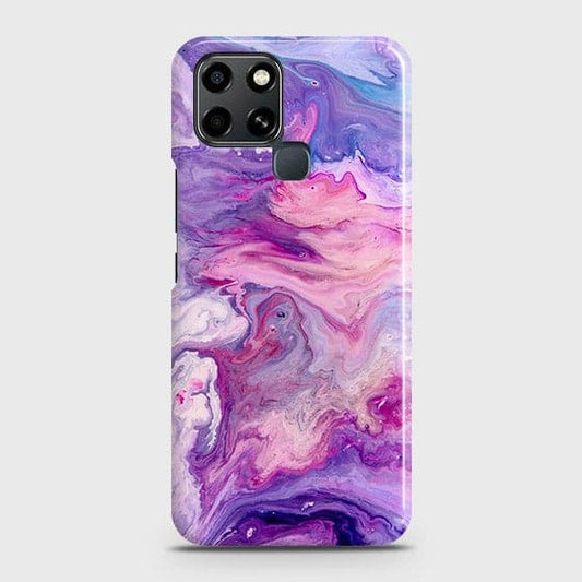 Infinix Smart 6 Cover - Chic Blue Liquid Marble Printed Hard Case with Life Time Colors Guarantee