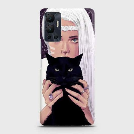 Infinix Hot 12 Cover - Trendy Wild Black Cat Printed Hard Case with Life Time Colors Guarantee
