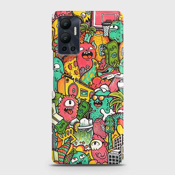 Infinix Hot 12 Cover - Candy Colors Trendy Sticker Collage Printed Hard Case with Life Time Colors Guarantee