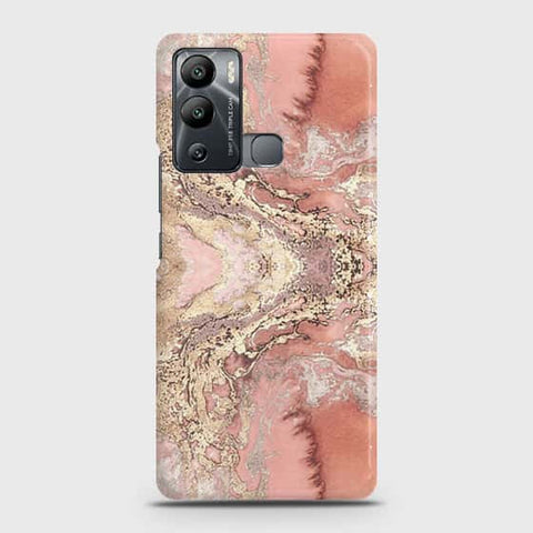 Infinix Hot 12i Cover - Trendy Chic Rose Gold Marble Printed Hard Case with Life Time Colors Guarantee