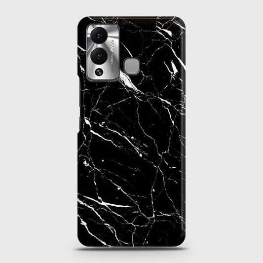 Infinix Hot 12 Play Cover - Trendy Black Marble Printed Hard Case with Life Time Colors Guarantee