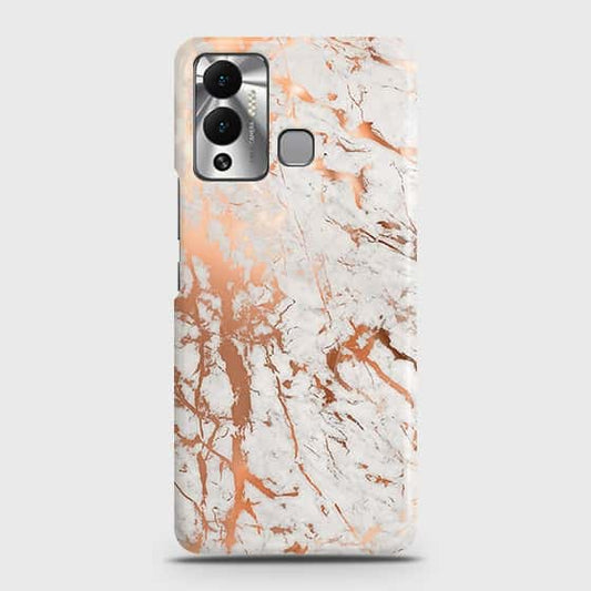 Infinix Hot 12 Play Cover - In Chic Rose Gold Chrome Style Printed Hard Case with Life Time Colors Guarantee