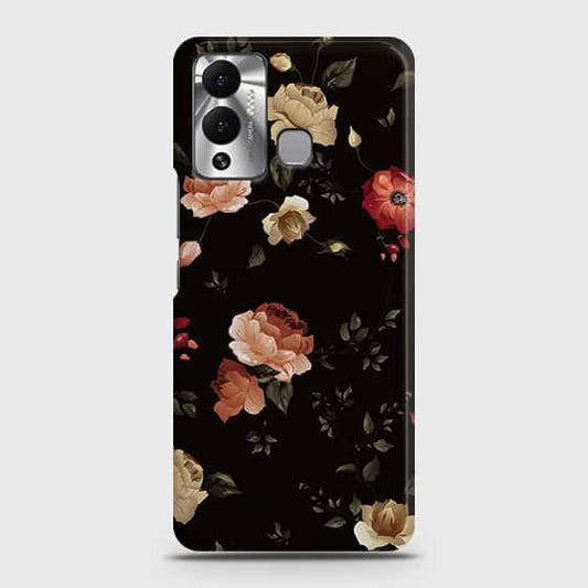 Infinix Hot 12 Play Cover - Dark Rose Vintage Flowers Printed Hard Case with Life Time Colors Guarantee