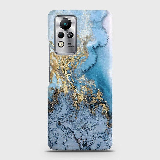 Infinix Note 11 Cover - Trendy Golden & Blue Ocean Marble Printed Hard Case with Life Time Colors Guarantee