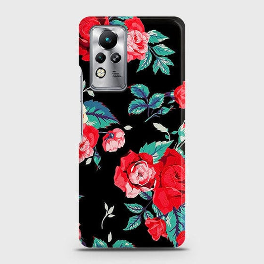 Infinix Note 11 Cover - Luxury Vintage Red Flowers Printed Hard Case with Life Time Colors Guarantee