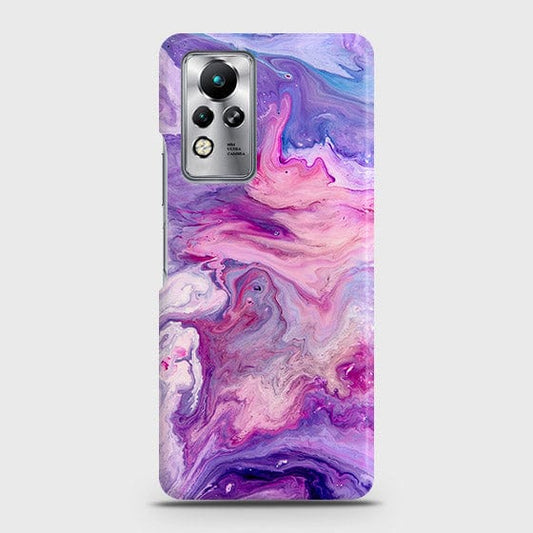 Infinix Note 11 Cover - Chic Blue Liquid Marble Printed Hard Case with Life Time Colors Guarantee