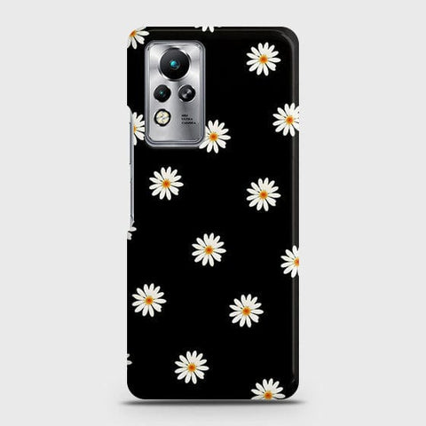 Infinix Note 11 Cover - White Bloom Flowers with Black Background Printed Hard Case with Life Time Colors Guarantee