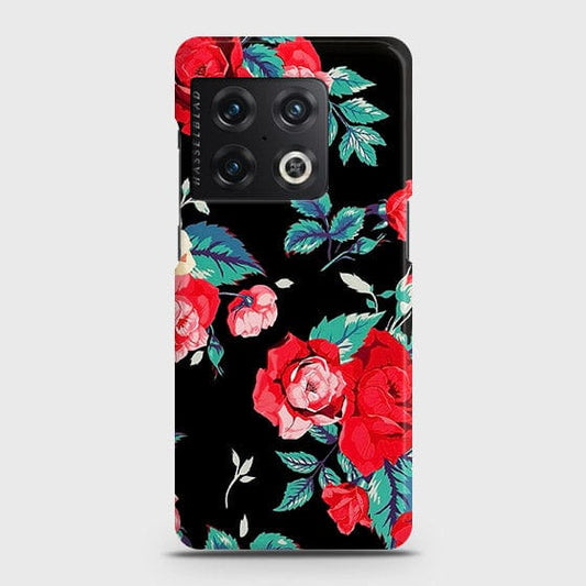 OnePlus 10 Pro Cover - Luxury Vintage Red Flowers Printed Hard Case with Life Time Colors Guarantee