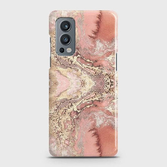 Oneplus Nord 2 Cover - Trendy Chic Rose Gold Marble Printed Hard Case with Life Time Colors Guarantee
