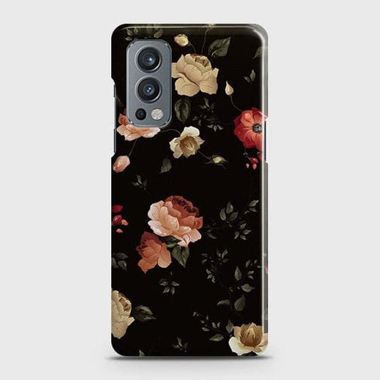 Oneplus Nord 2 Cover - Matte Finish - Dark Rose Vintage Flowers Printed Hard Case with Life Time Colors Guarantee