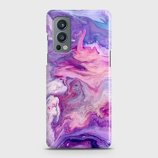 Oneplus Nord 2 Cover - Chic Blue Liquid Marble Printed Hard Case with Life Time Colors Guarantee