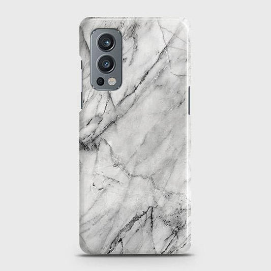 Oneplus Nord 2 Cover - Matte Finish - Trendy White Marble Printed Hard Case with Life Time Colors Guarantee