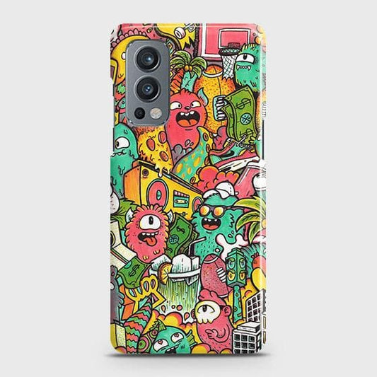 Oneplus Nord 2 Cover - Candy Colors Trendy Sticker Bomb Printed Hard Case with Life Time Colors Guarantee