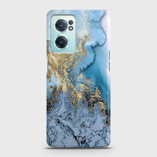 OnePlus Nord CE 2 5G Cover - Trendy Golden & Blue Ocean Marble Printed Hard Case with Life Time Colors Guarantee
