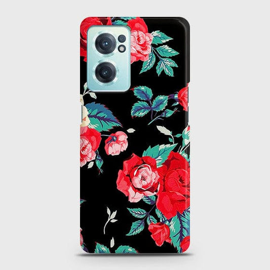 OnePlus Nord CE 2 5G Cover - Luxury Vintage Red Flowers Printed Hard Case with Life Time Colors Guarantee