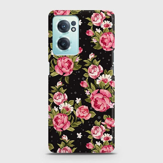 OnePlus Nord CE 2 5G Cover - Trendy Pink Rose Vintage Flowers Printed Hard Case with Life Time Colors Guarantee