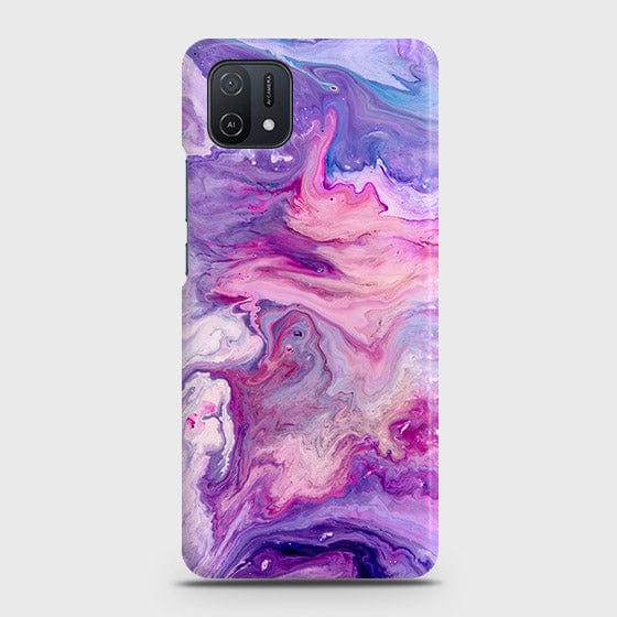 Oppo A16K Cover - Chic Blue Liquid Marble Printed Hard Case with Life Time Colors Guarantee