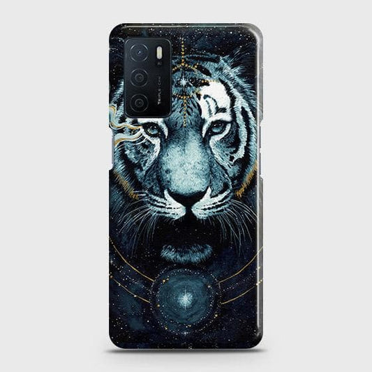 Oppo A16 Cover - Vintage Galaxy Tiger Printed Hard Case with Life Time Colors Guarantee