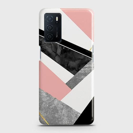 Oppo A16 Cover - Matte Finish - Geometric Luxe Marble Trendy Printed Hard Case with Life Time Colors Guarantee