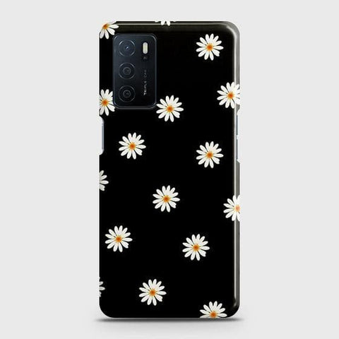 Oppo A16 Cover - Matte Finish - White Bloom Flowers with Black Background Printed Hard Case with Life Time Colors Guarantee (Fast Delivery)(FS)