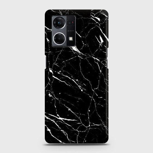 Oppo F21 Pro 4G Cover - Matte Finish - Trendy Black Marble Printed Hard Case with Life Time Colors Guarantee