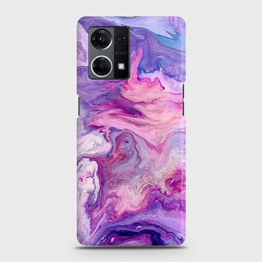 Oppo F21 Pro 4G Cover - Matte Finish - Chic Blue Liquid Marble Printed Hard Case with Life Time Colors Guarantee