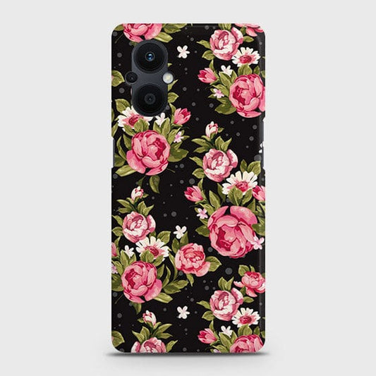 Oppo F21 Pro 5G Cover - Trendy Pink Rose Vintage Flowers Printed Hard Case with Life Time Colors Guarantee