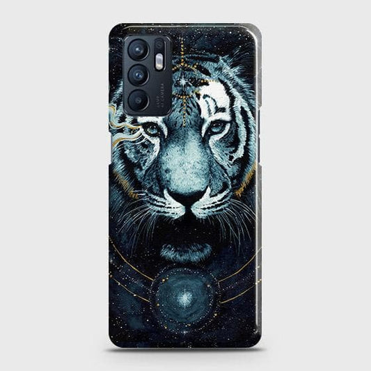 Oppo Reno 6 4G Cover - Vintage Galaxy Tiger Printed Hard Case with Life Time Colors Guarantee